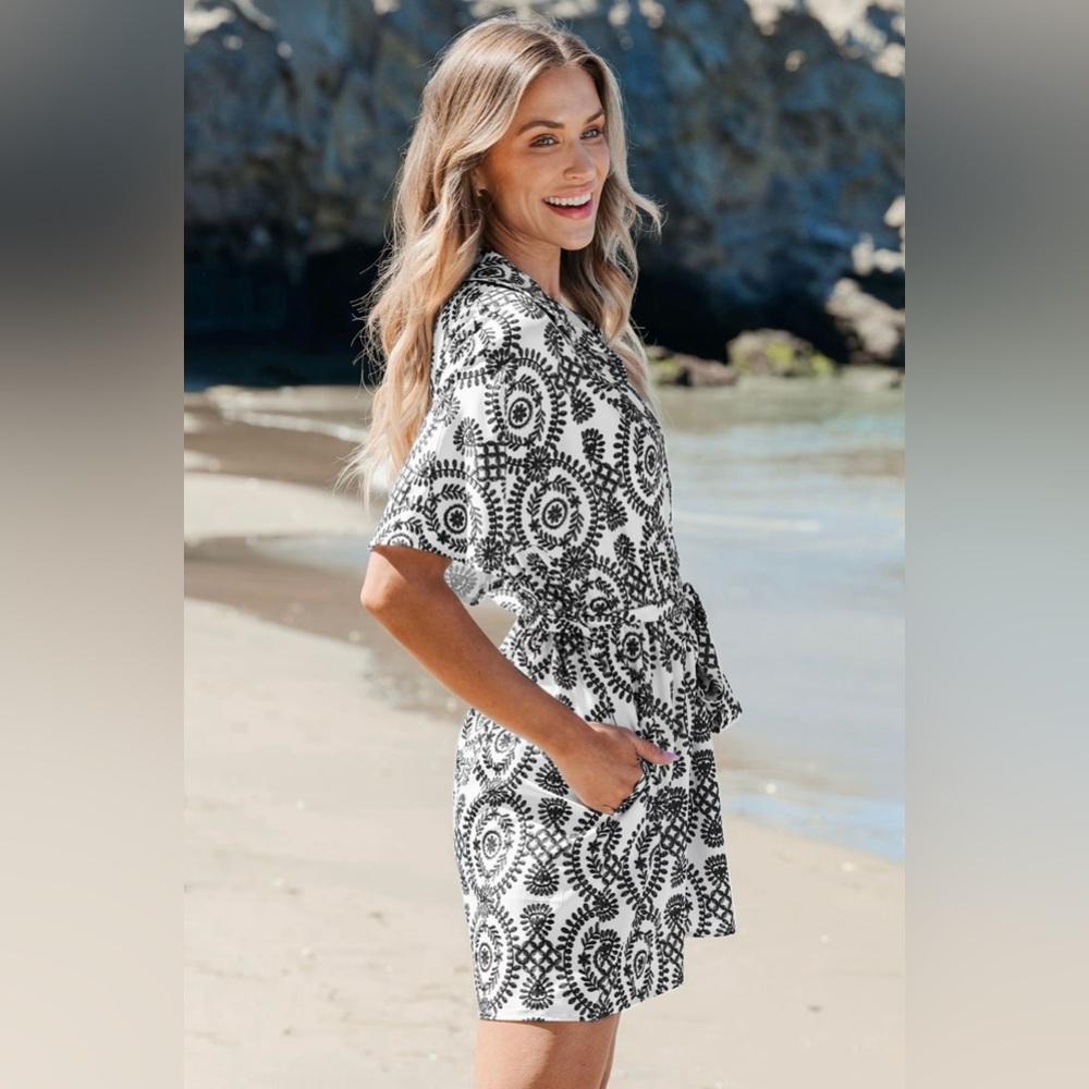 Cupshe Black and White Jumpsuit Bold Patterned Romper